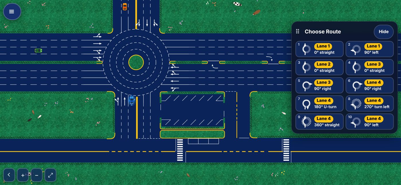 Choosing a route at the roundabout